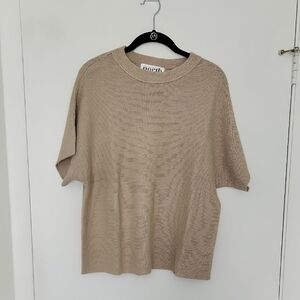 One Eleven North Cream Knitted Short Sleeve Sweater NWT